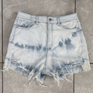 American Eagle Outfitters Tie-Dye Jean Shorts - Blue and White